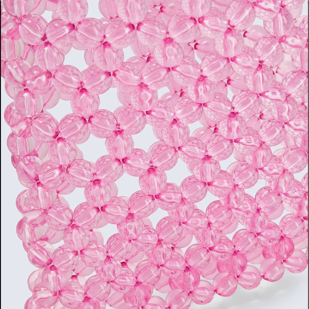 Pink clear beaded woven pink clear crossbody bag - Picture 15 of 15